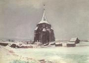Vincent Van Gogh The old Cemetery Tower at Nuenen in thte Snow (nn040 oil painting reproduction